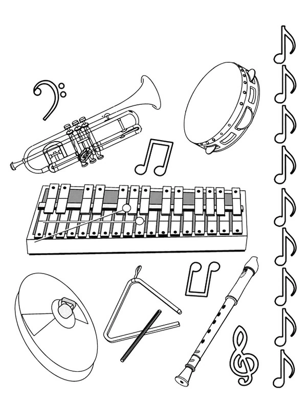 Free printable Musical instruments coloring page #167360 from Music collection Free printable Musical instruments coloring page #167360 from Music collection