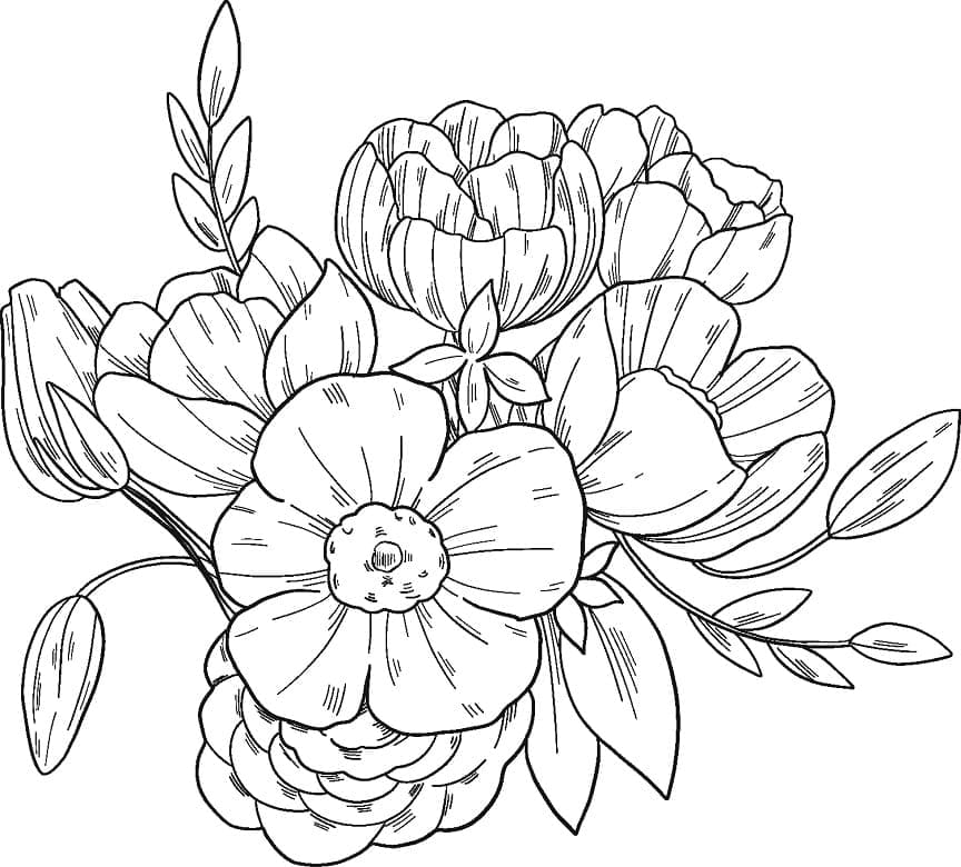 Free printable Bouquet of flowers coloring page #195643 from Nature and Seasons collection