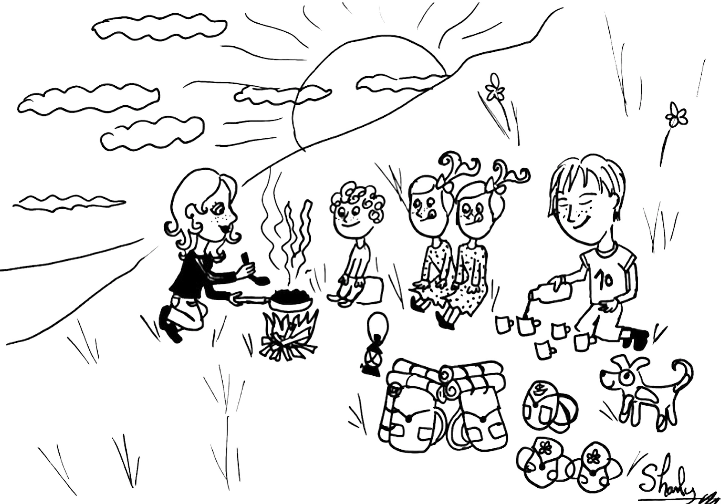 Free printable Campfire coloring page #156768 from Nature and Seasons collection