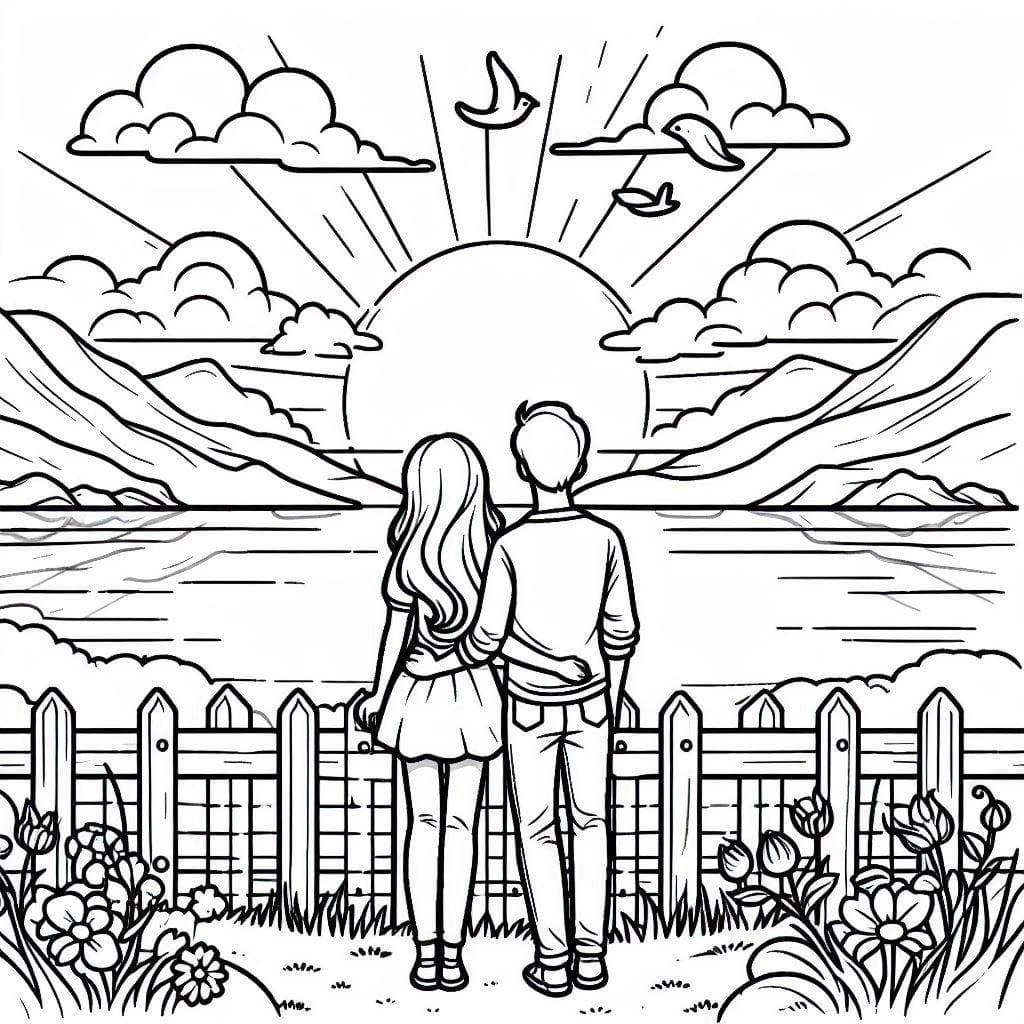 Free printable Sunset coloring page #215998 from Nature and Seasons collection
