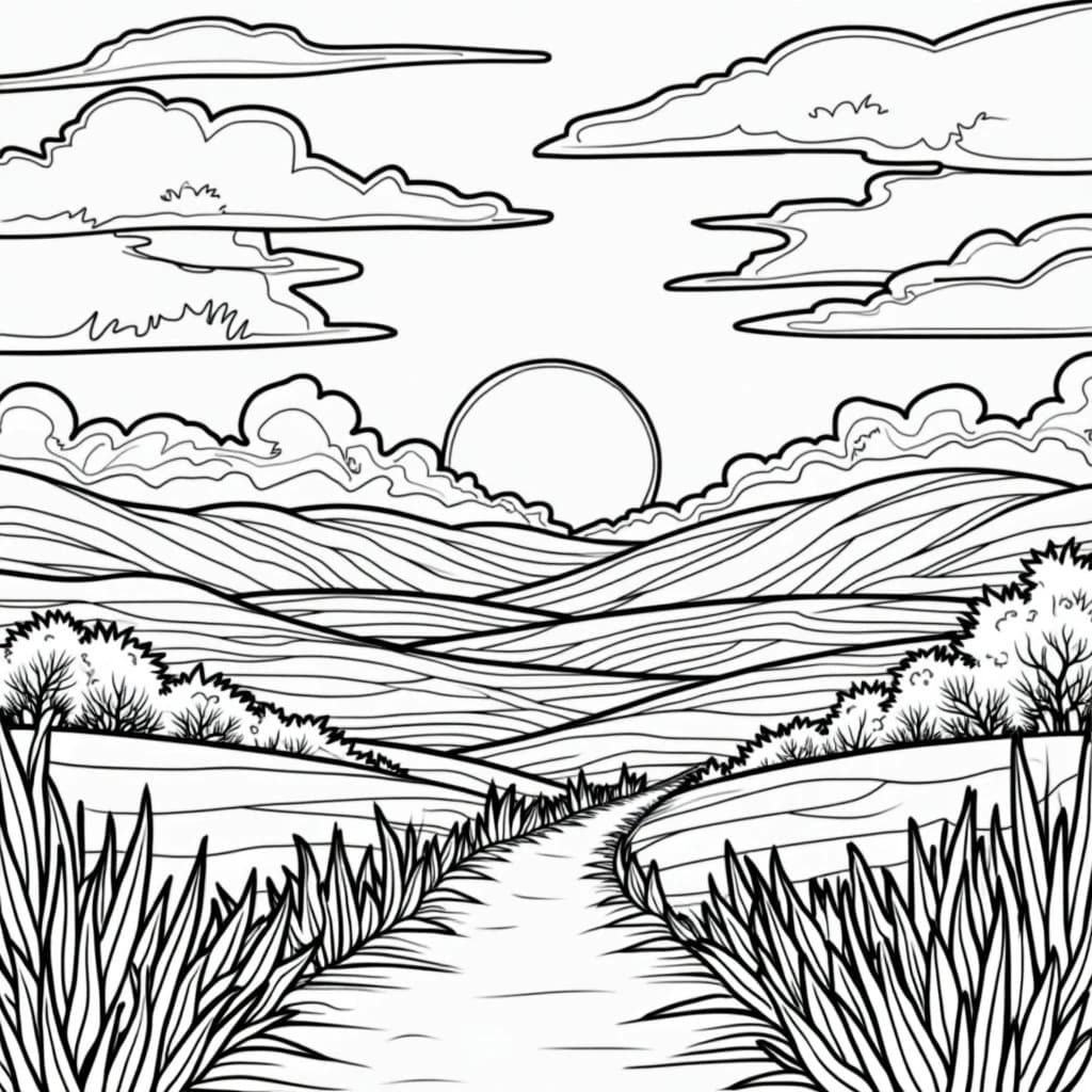 Free printable Sunset coloring page #216017 from Nature and Seasons collection Free printable Sunset coloring page #216017 from Nature and Seasons collection