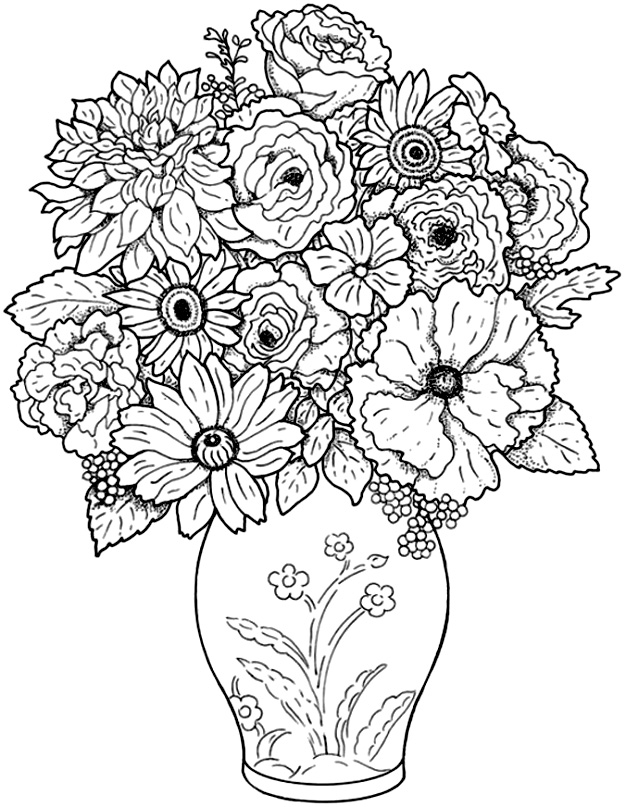 Coloring page: Bouquet of flowers (Nature) #160763 - Free Printable Coloring Pages