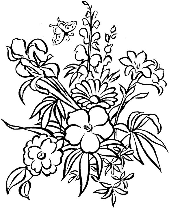 Coloring page: Bouquet of flowers (Nature) #161028 - Free Printable Coloring Pages