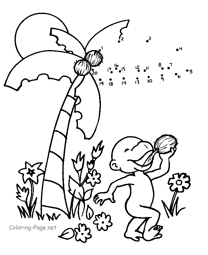 Coloring Page Coconut Tree