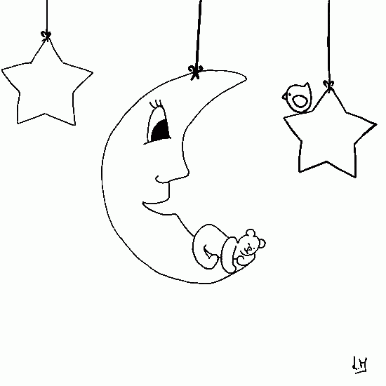 Coloring page: Moon Crescent (Nature) #162665 - Free Printable Coloring Pages