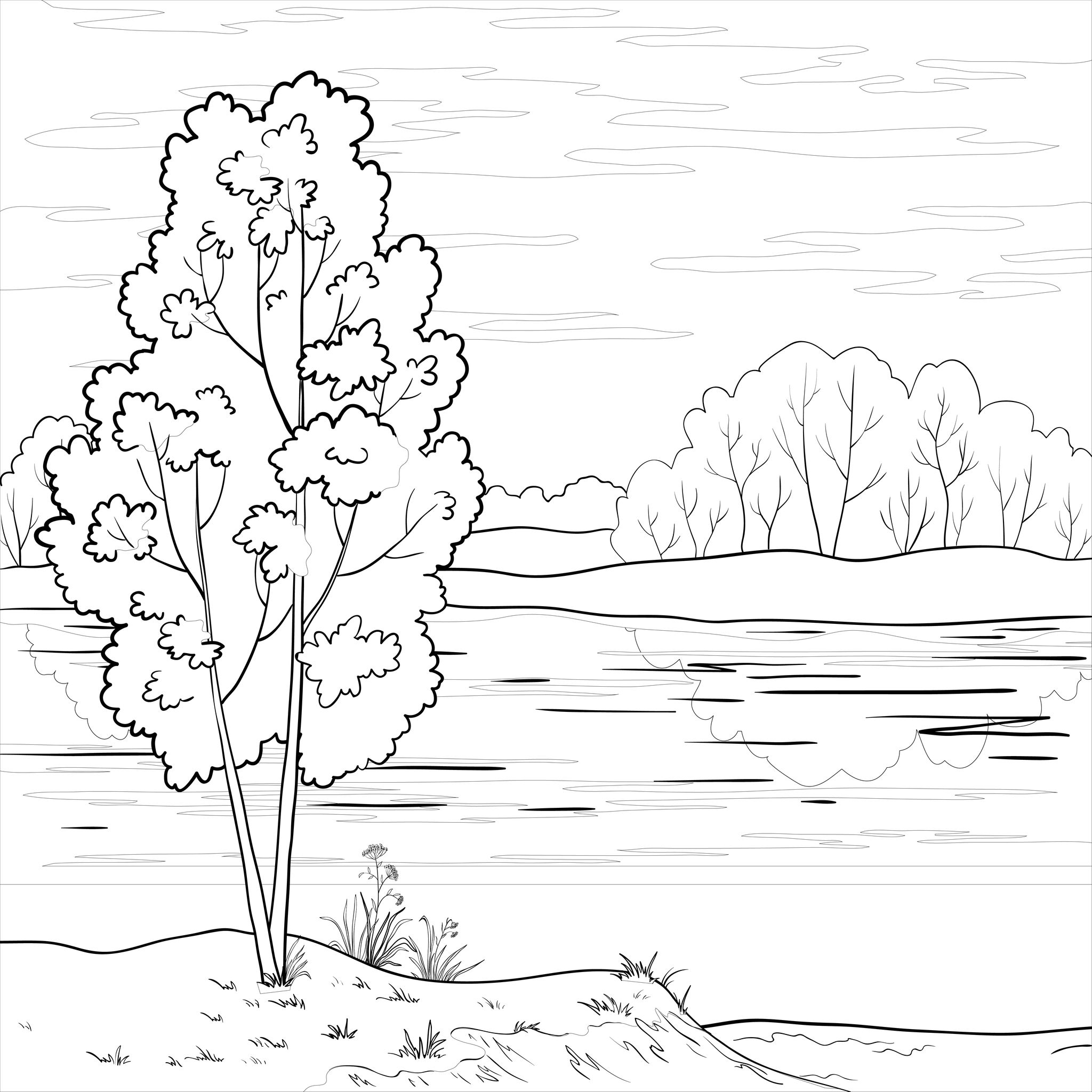 Drawings River (Nature) – Printable coloring pages
