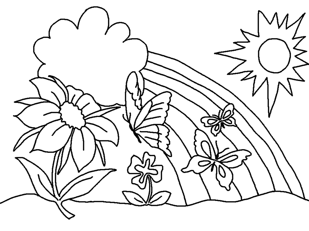 Drawing Spring season 20 Nature – Printable coloring pages