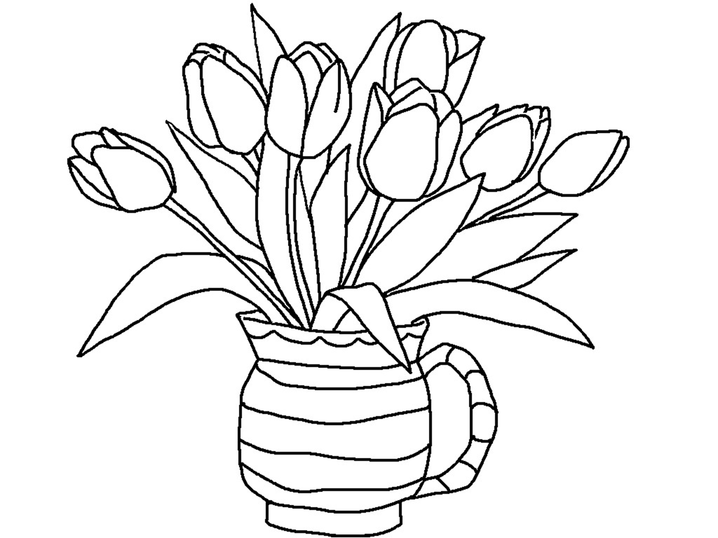 free flower vase coloring pages