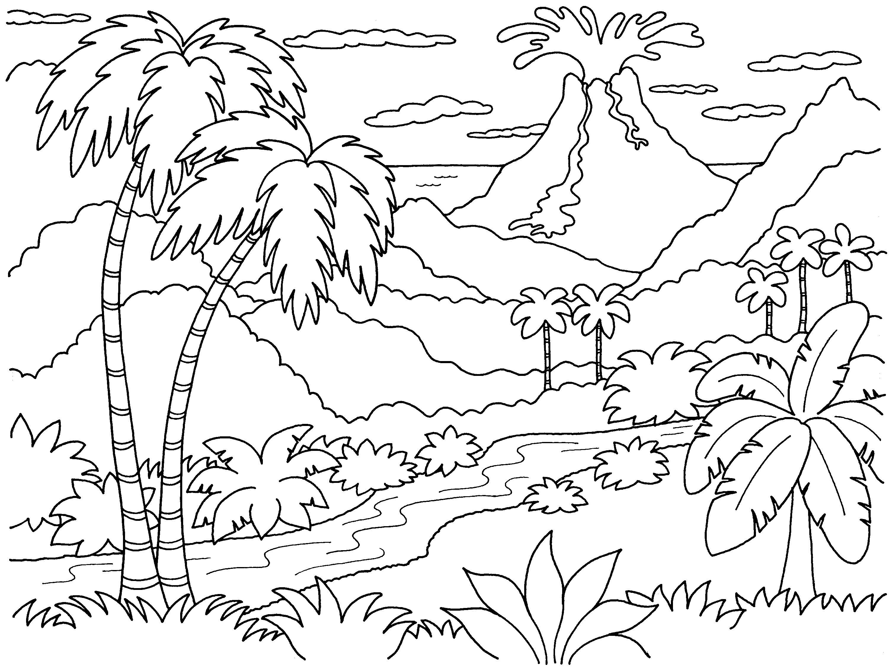 Drawing Volcano 20 Nature – Printable coloring pages