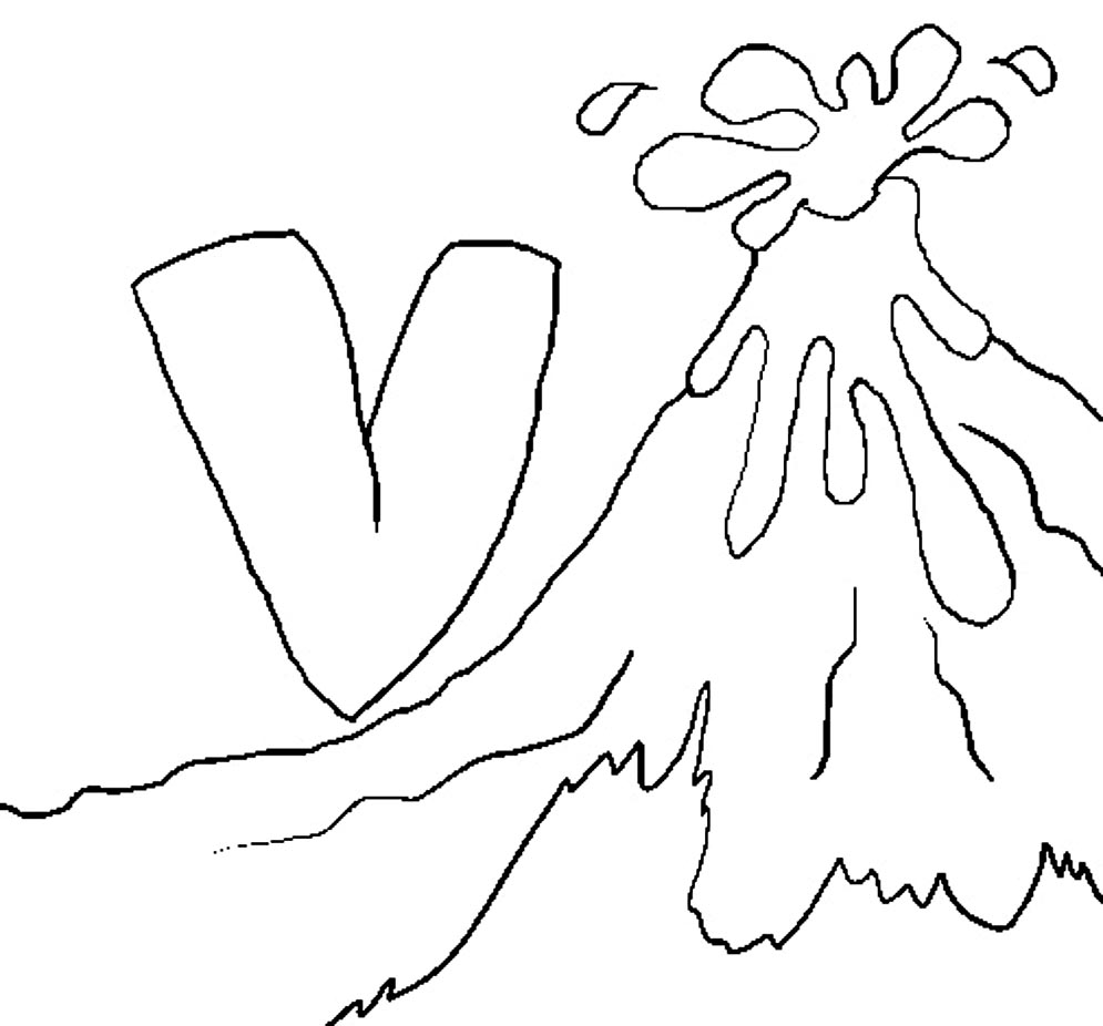 v is for volcano coloring pages