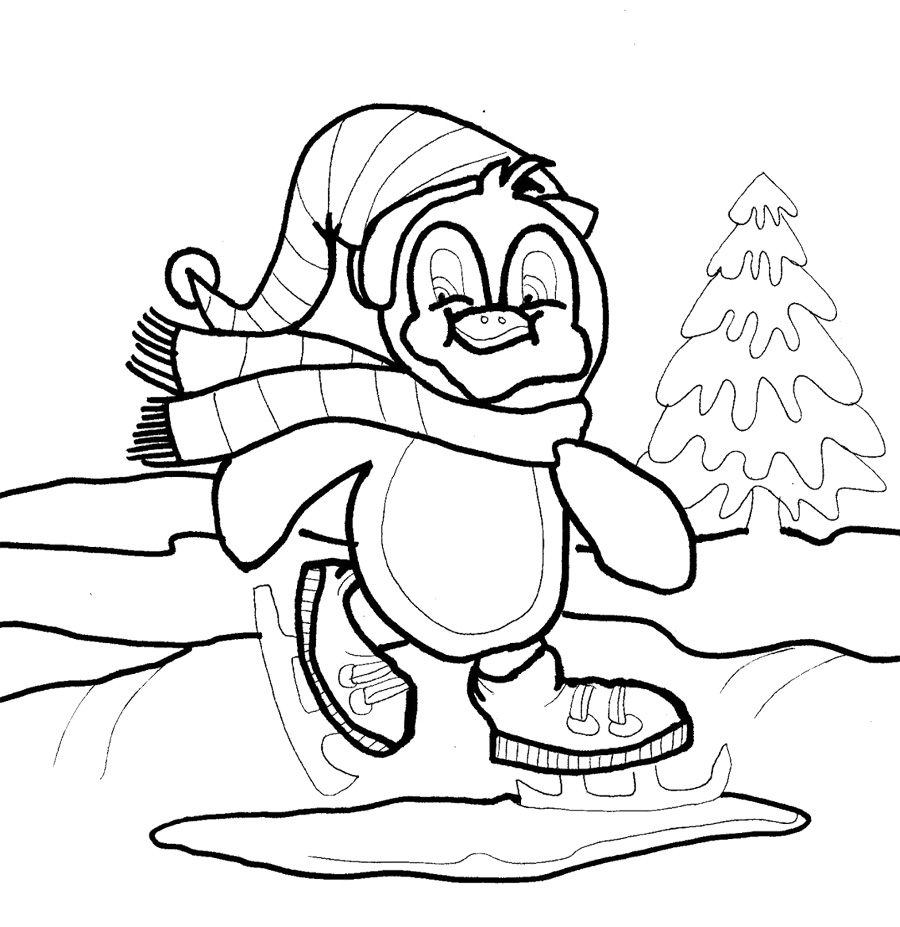 snowshoeing coloring pages