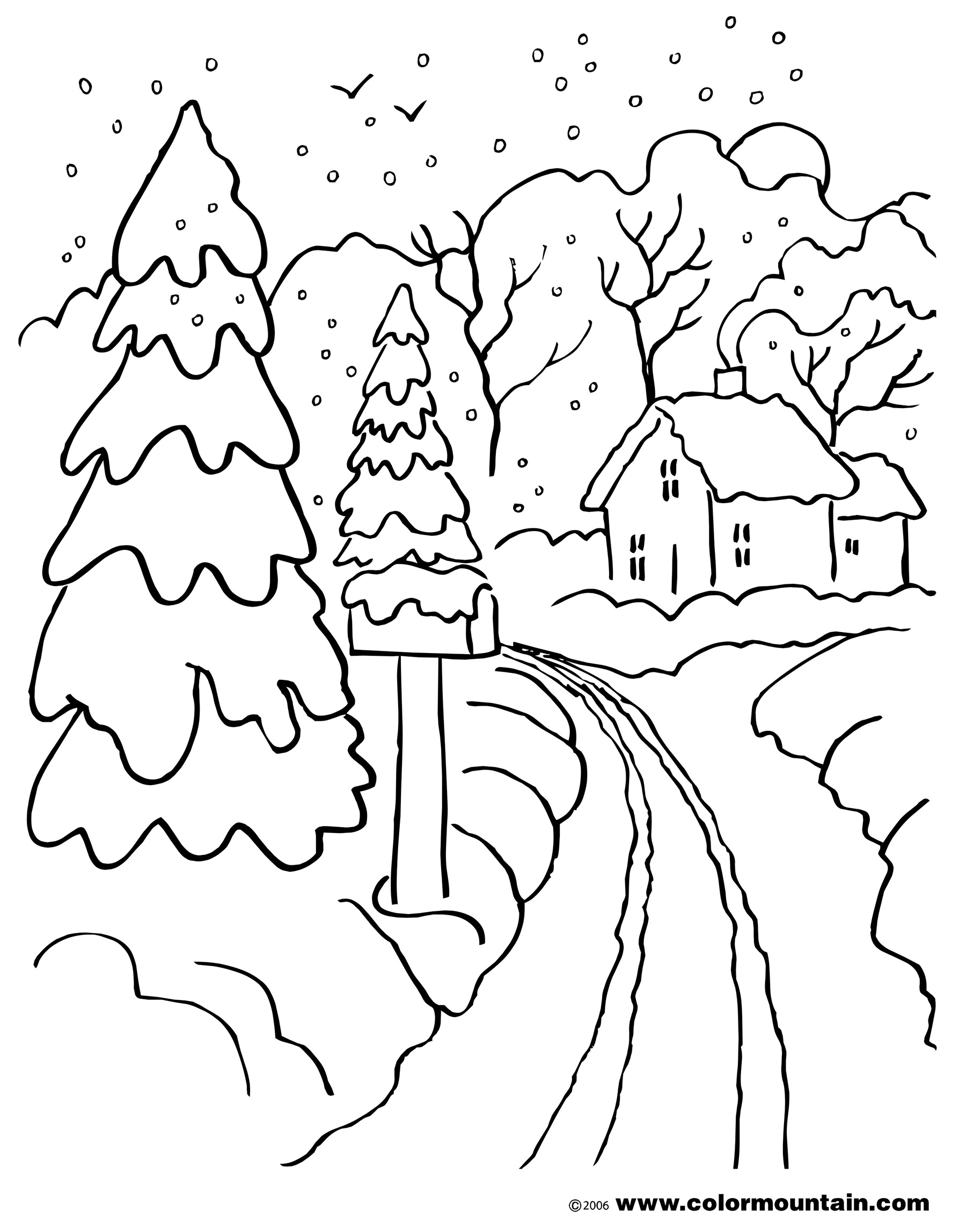 Drawing Winter season 20 Nature – Printable coloring pages