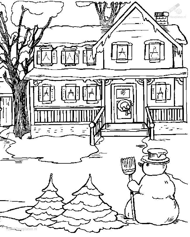 snow scene coloring pages for kids