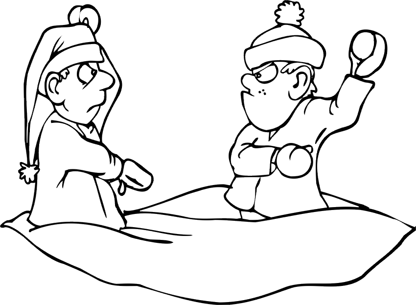 snowball fight coloring pages