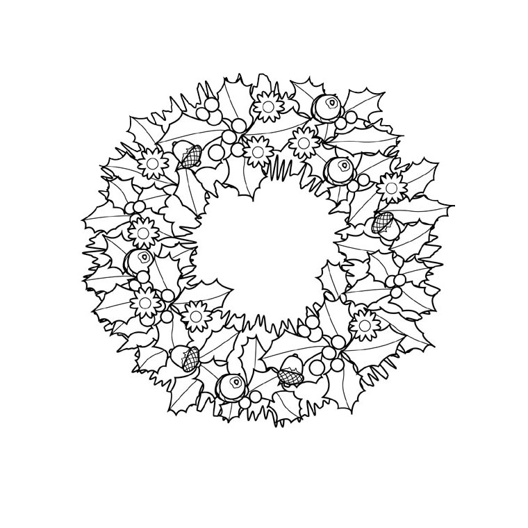 Coloring page: Christmas Wreath (Objects) #169325 - Free Printable Coloring Pages