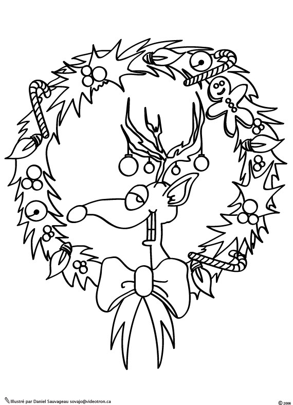 Coloring page: Christmas Wreath (Objects) #169370 - Free Printable Coloring Pages