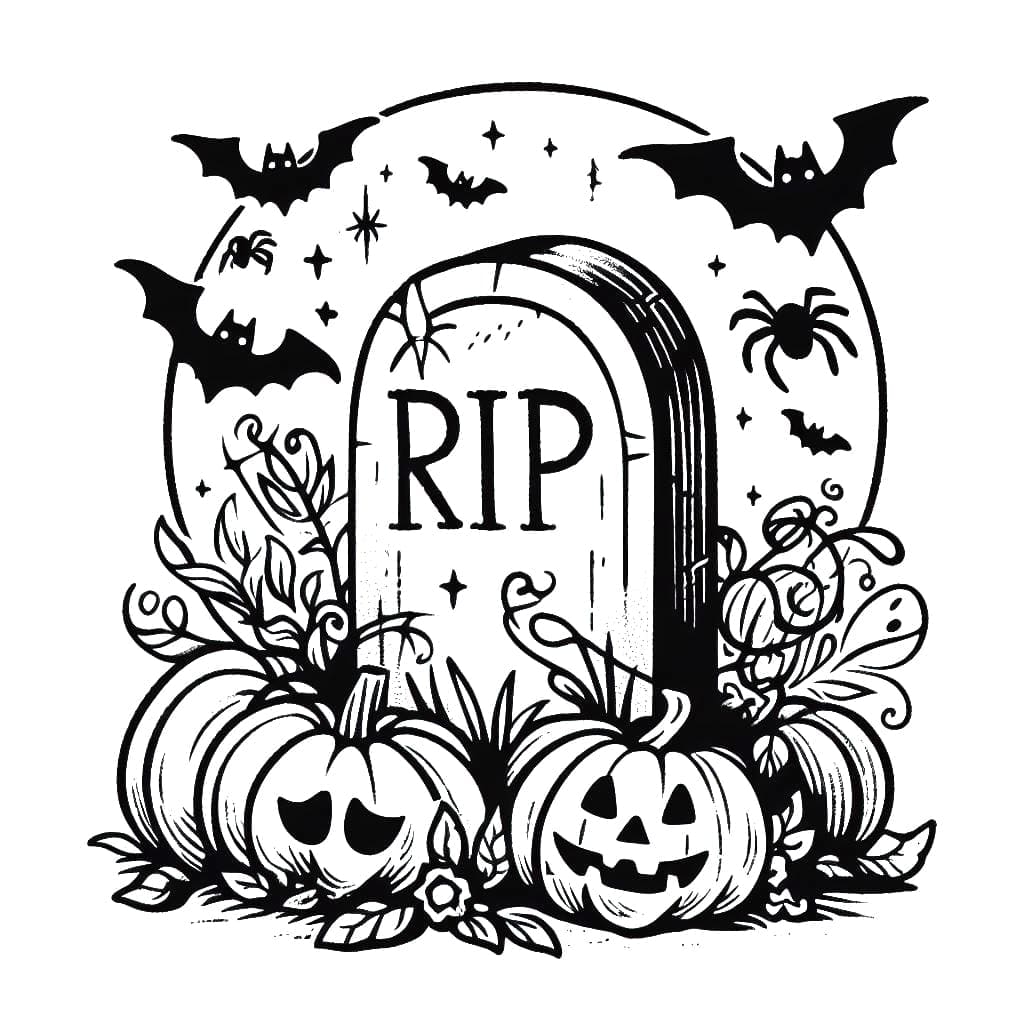 Free printable Tombstone coloring page #204079 from Objects collection Free printable Tombstone coloring page #204079 from Objects collection