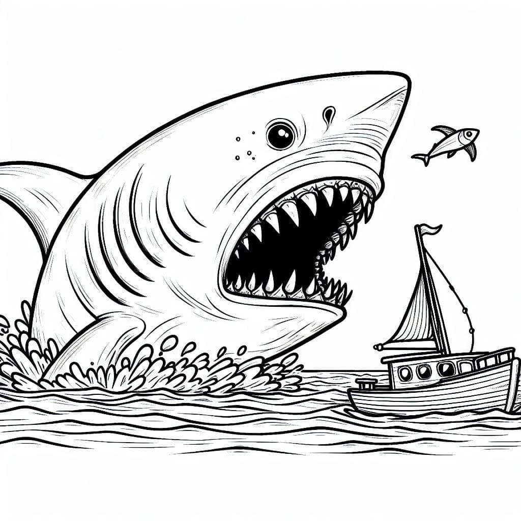 Free printable Megalodon coloring page #220699 from Prehistoric Animals collection