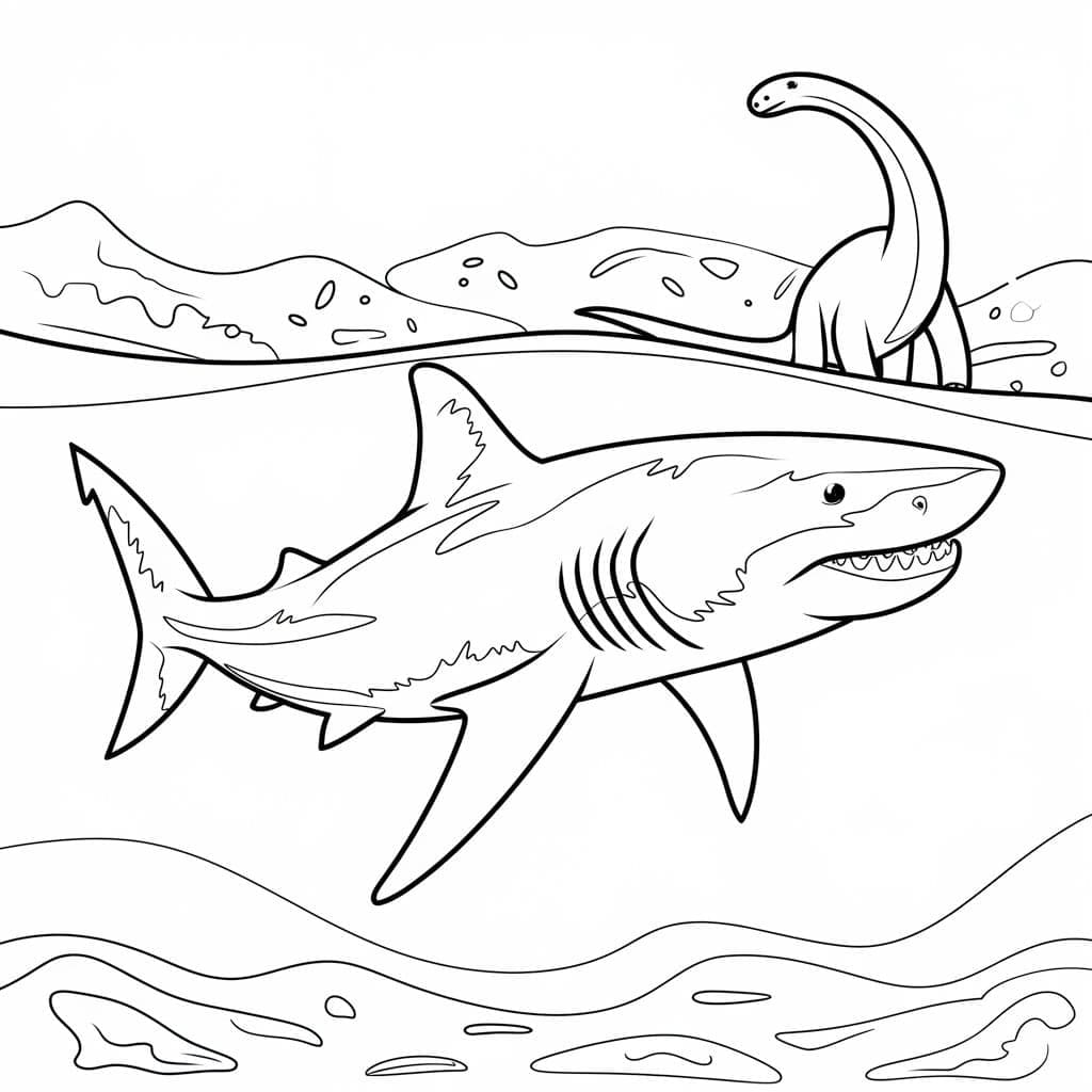 Free printable Megalodon coloring page #220706 from Prehistoric Animals collection