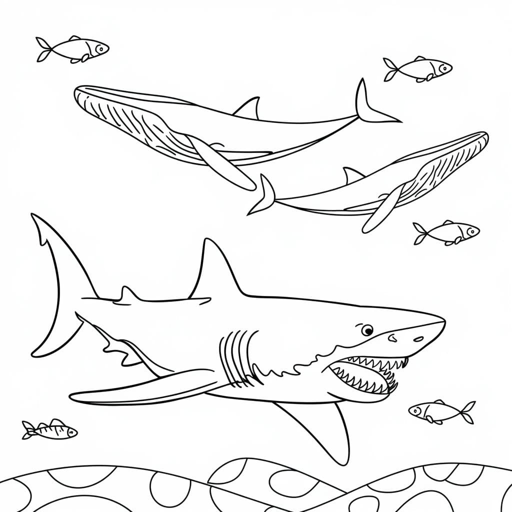 Free printable Megalodon coloring page #220717 from Prehistoric Animals collection