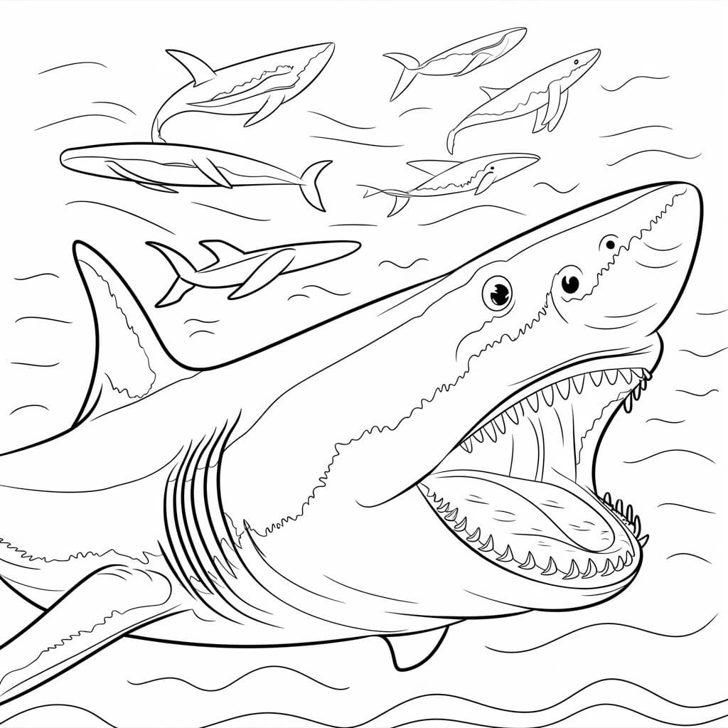 Free printable Megalodon coloring page #220722 from Prehistoric Animals collection