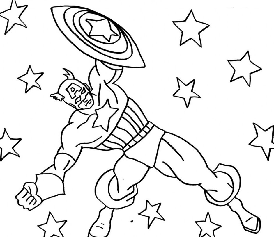 Free printable Captain America coloring page #76582 from Superheroes and Supervillains collection