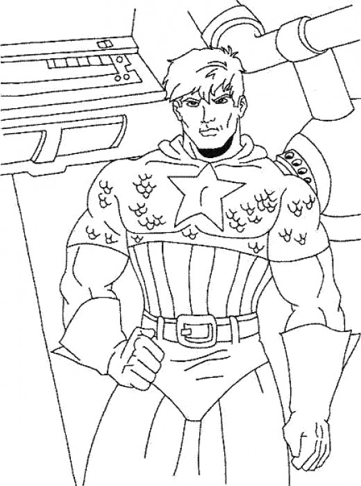 Coloring page: Captain America (Superheroes and Supervillains) #76592 - Free Printable Coloring Pages