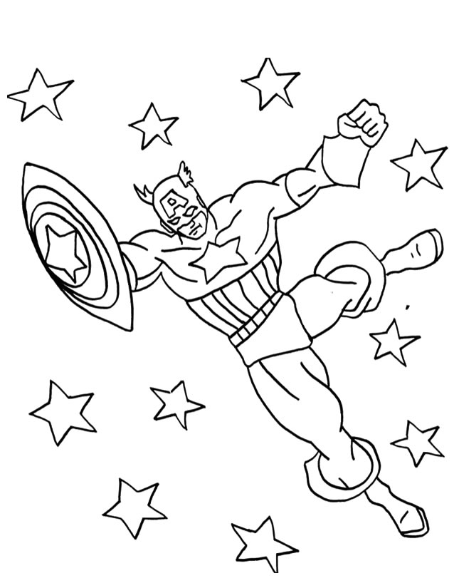 Free printable Captain America coloring page #76607 from Superheroes and Supervillains collection