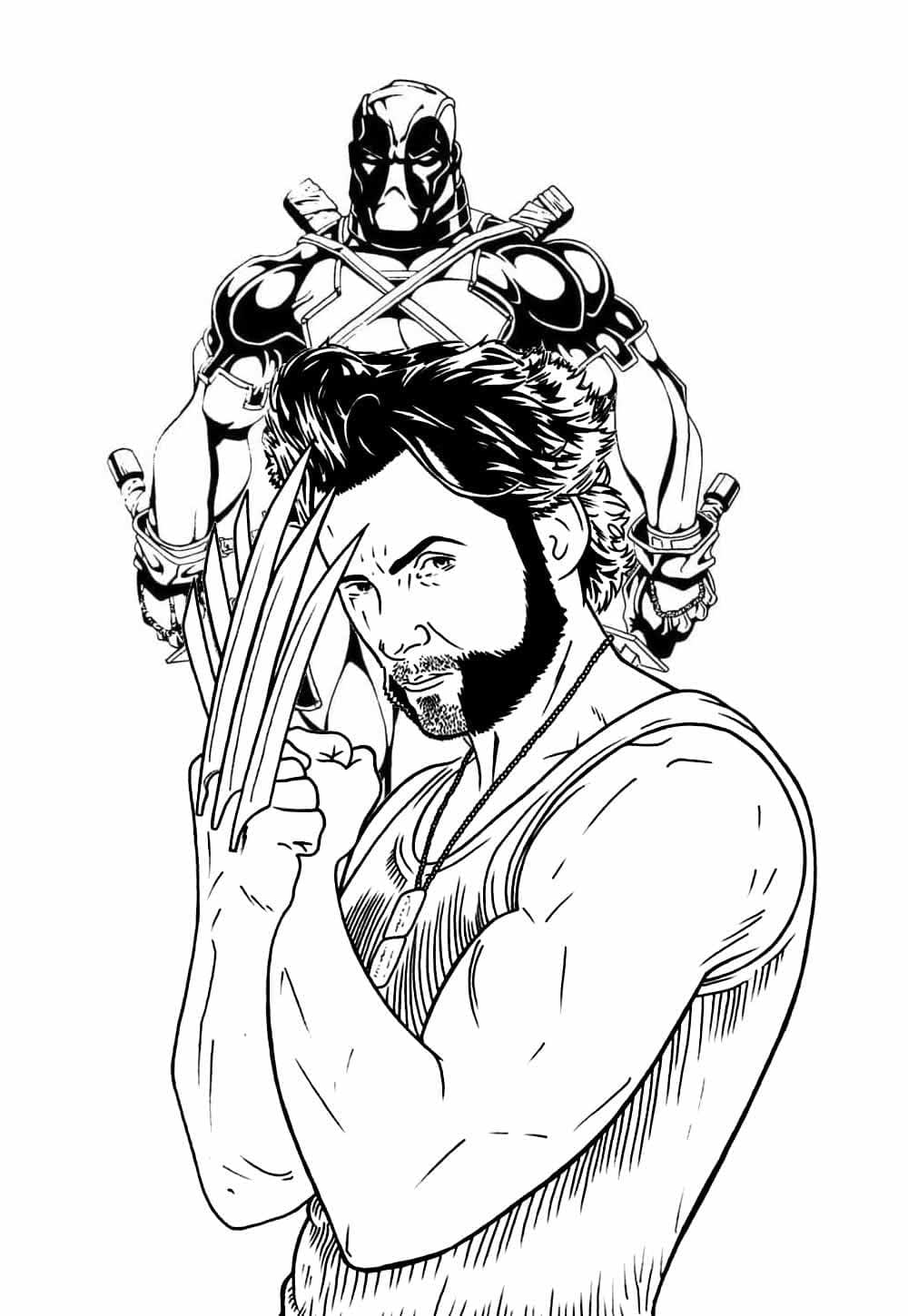 Coloring page: Deadpool and Wolverine (Superheroes and Supervillains) #219338 - Free Printable Coloring Pages
