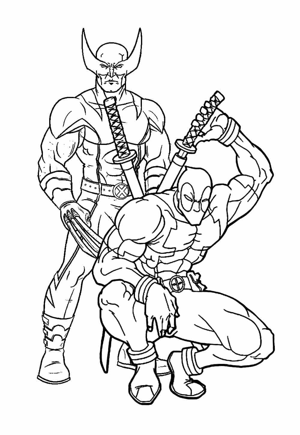 Coloring page: Deadpool and Wolverine (Superheroes and Supervillains) #219352 - Free Printable Coloring Pages