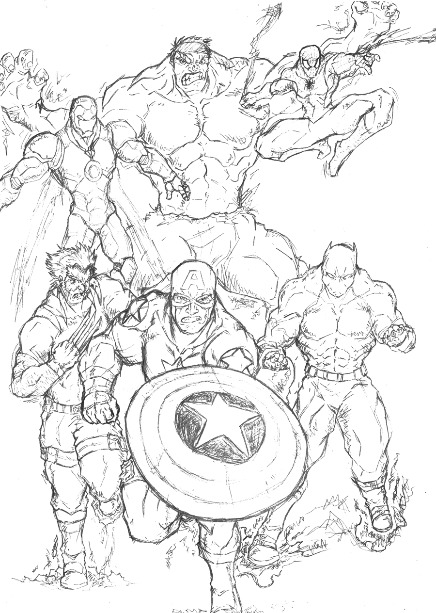 Drawing Avengers 20 Superheroes – Printable coloring pages