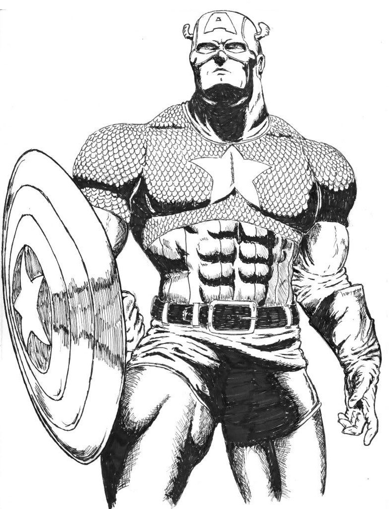 Coloring page: Captain America (Superheroes) #76616 - Free Printable Coloring Pages