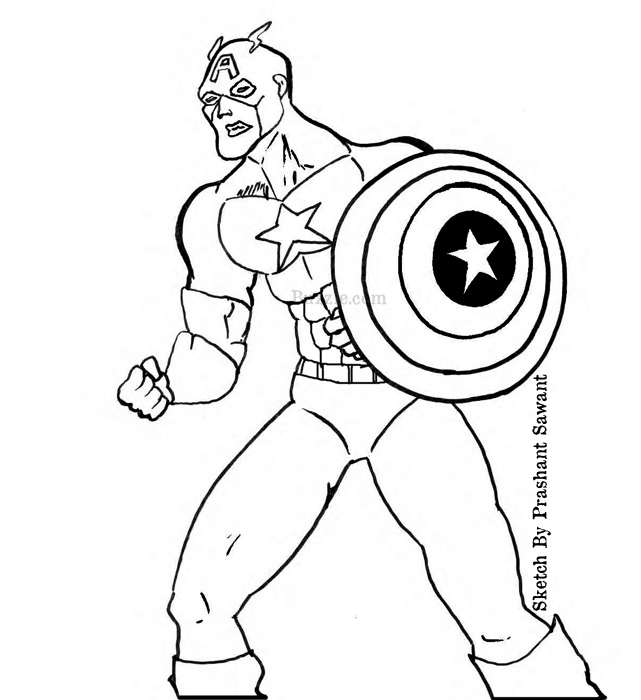 Drawing Captain America #76642 (Superheroes) – Printable coloring pages