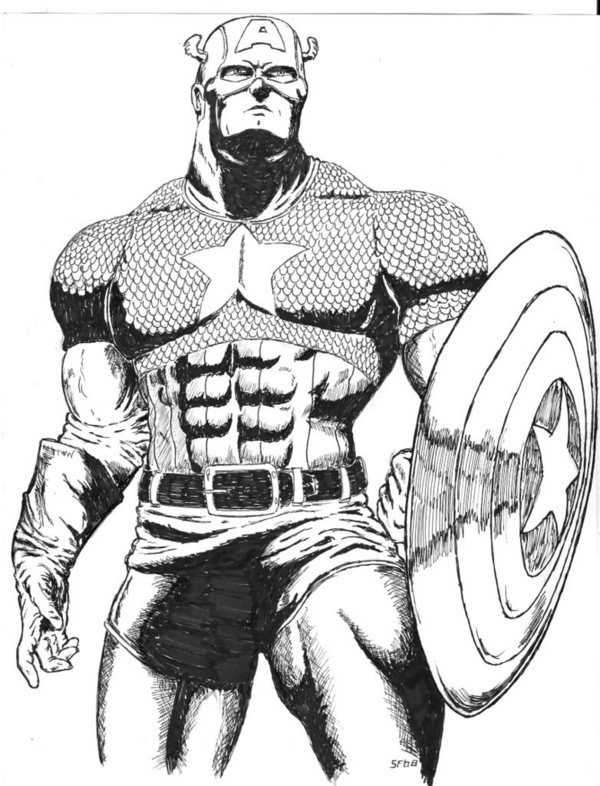 Coloring page: Captain America (Superheroes) #76652 - Free Printable Coloring Pages