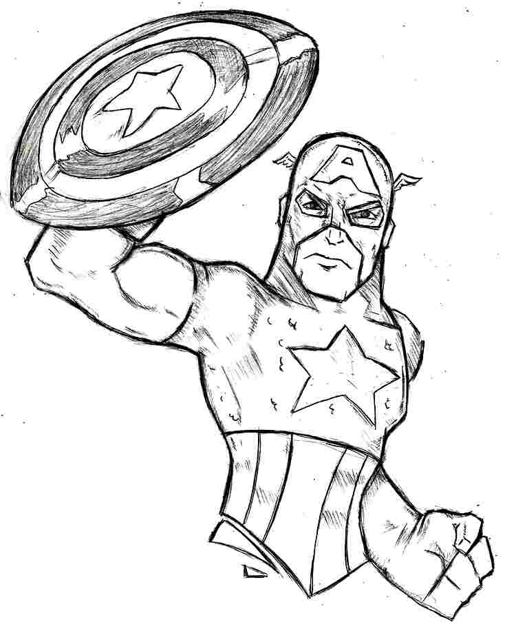 Drawing Captain America #76717 (Superheroes) – Printable coloring pages