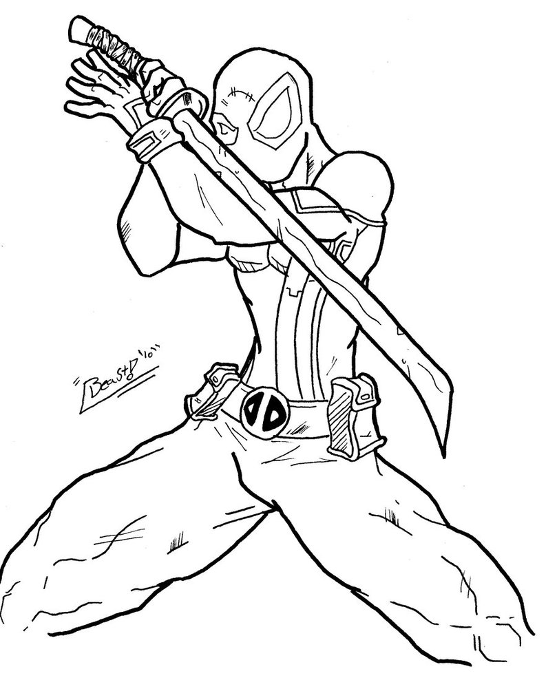 Coloring page: Deadpool (Superheroes) #82828 - Free Printable Coloring Pages