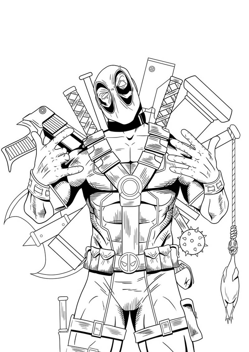 Coloring page: Deadpool (Superheroes) #82831 - Free Printable Coloring Pages