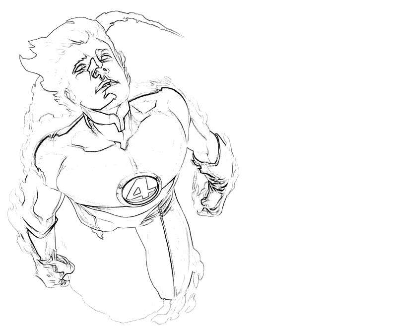 Drawings The Human Torch (Superheroes) – Printable coloring pages
