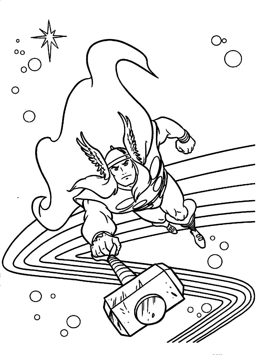 Coloring page: Thor (Superheroes) #75891 - Free Printable Coloring Pages
