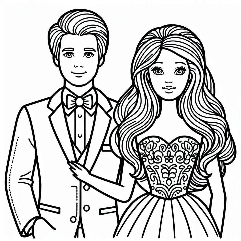 Free printable Barbie and Ken coloring page #219767 from Toys and Games collection