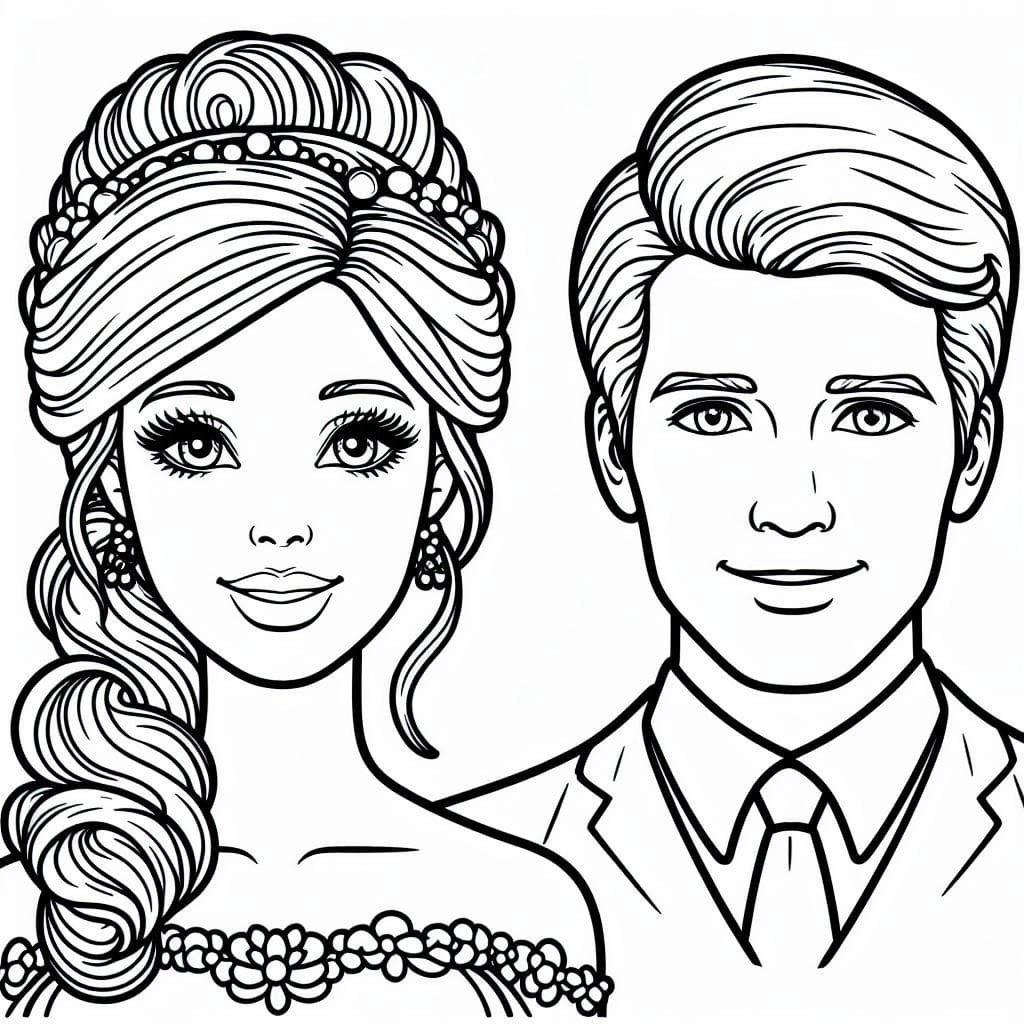 Free printable Barbie and Ken coloring page #219769 from Toys and Games collection