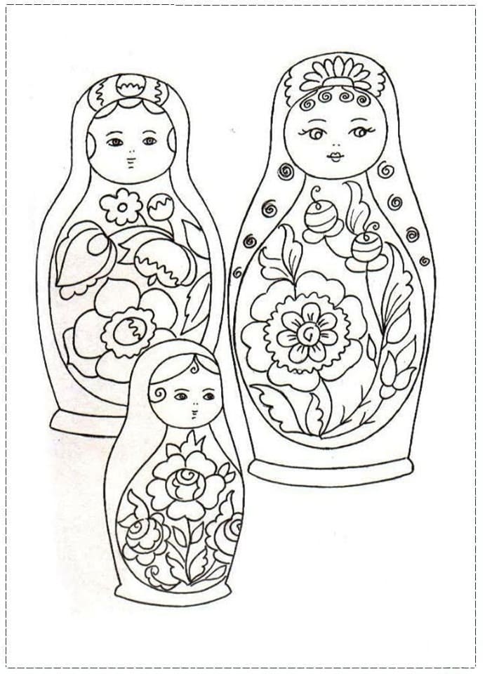 Free printable Russian Doll coloring page #204265 from Toys and Games collection