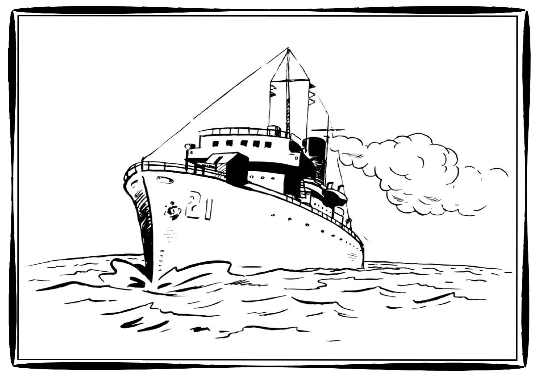 Эскиз карандашом современный корабль