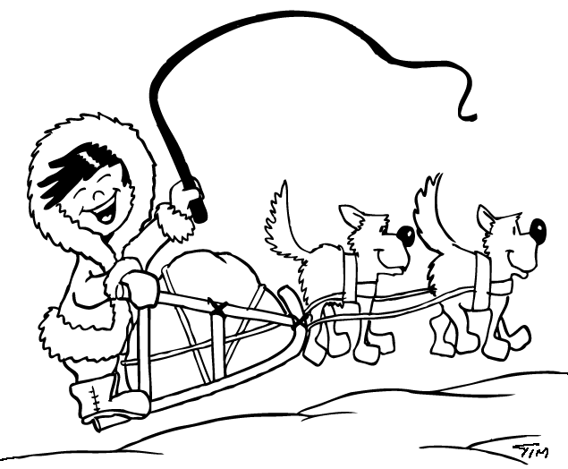 Dog Sled (Transportation) – Free Printable Coloring Pages
