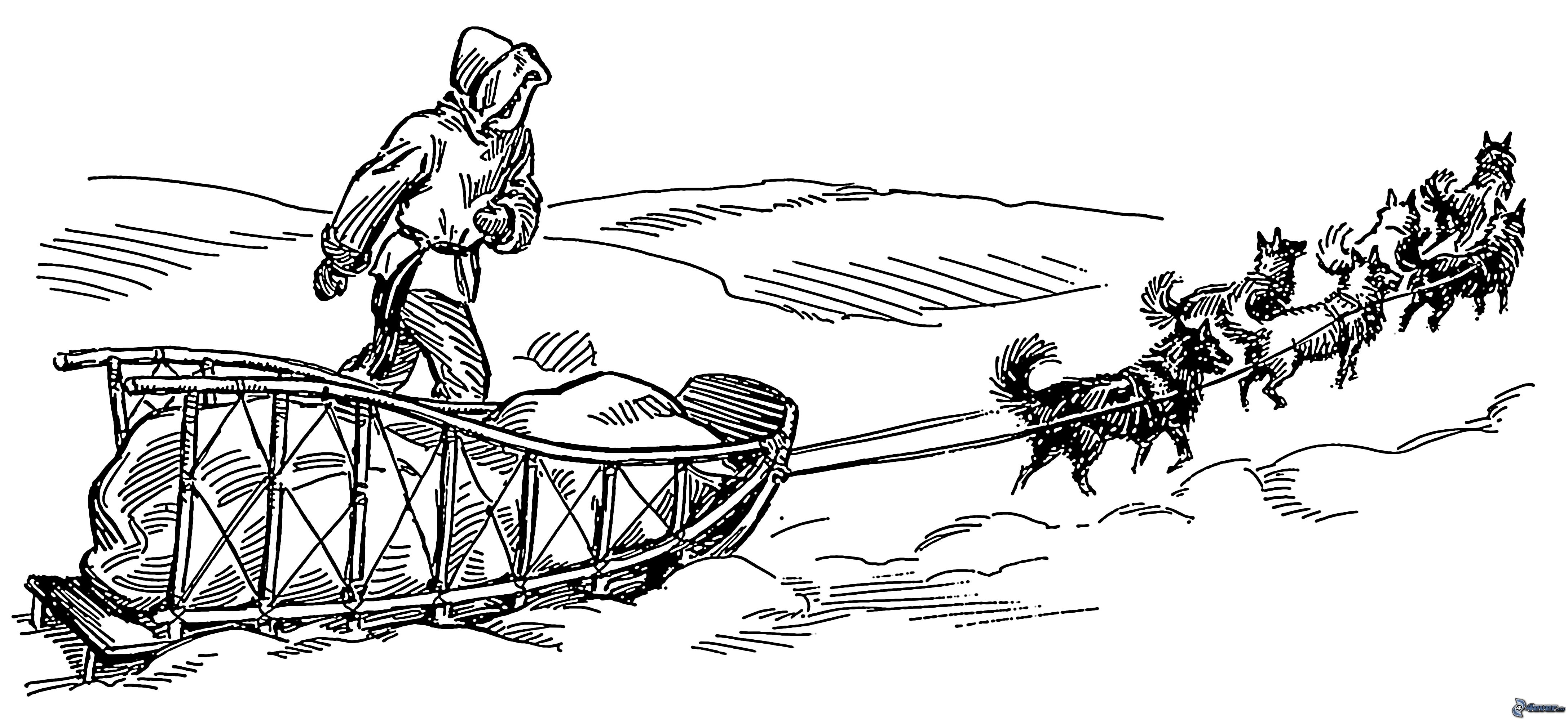 Dog Sled (Transportation) Free Printable Coloring Pages