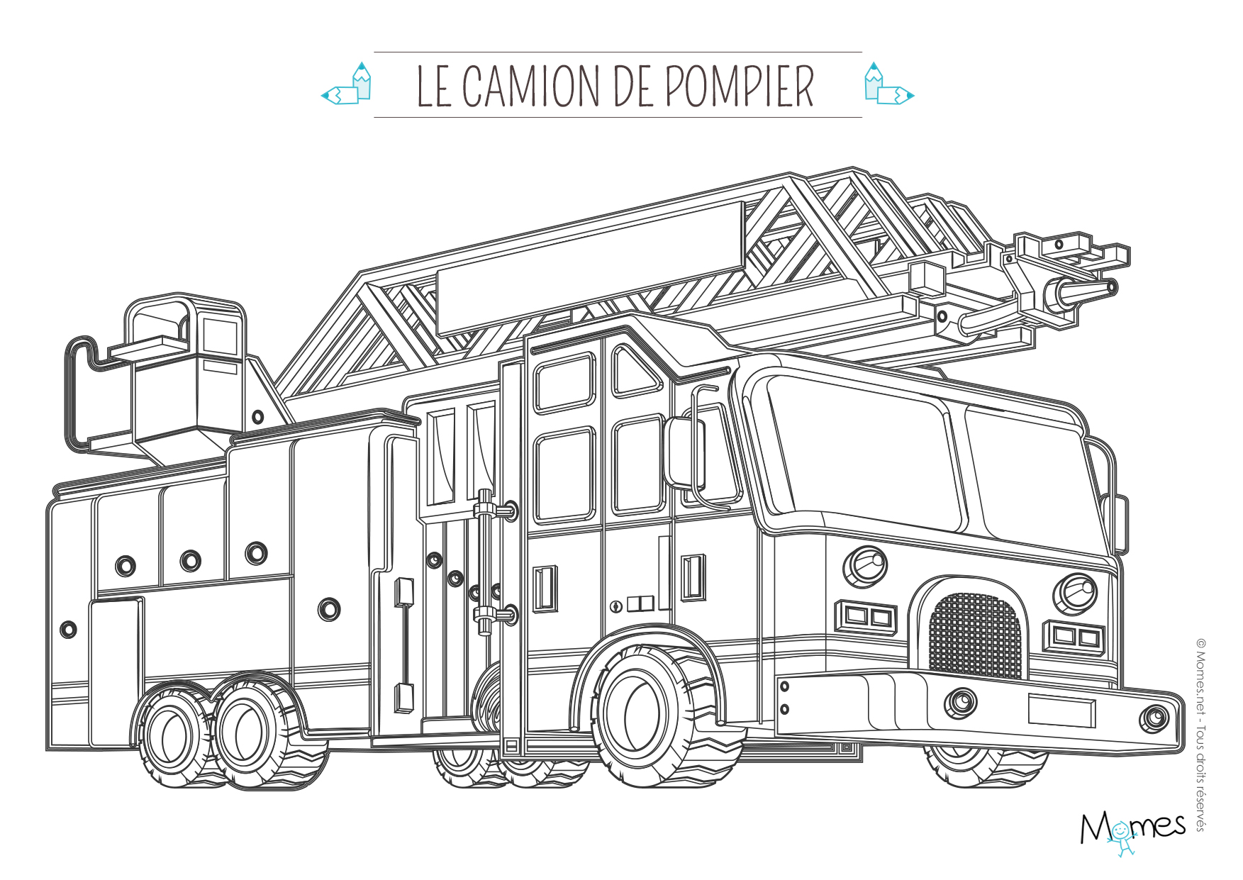 Drawing Firetruck #135826 (Transportation) – Printable coloring pages