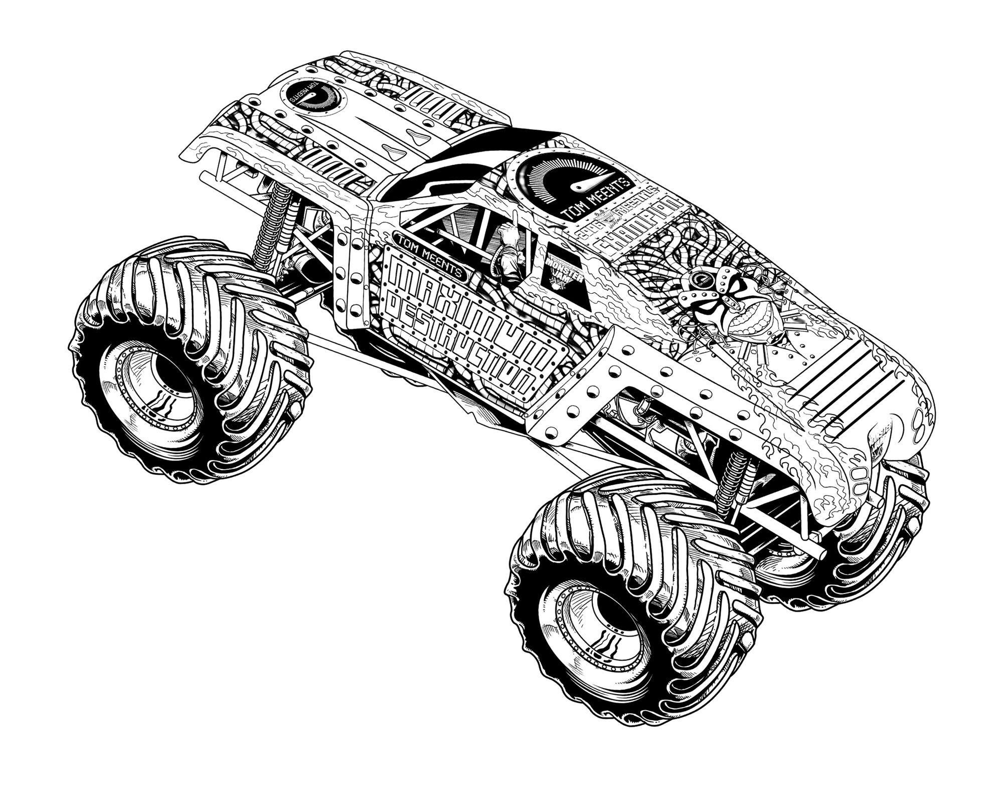 Coloring page: Monster Truck (Transportation) #141307 - Free Printable Coloring Pages