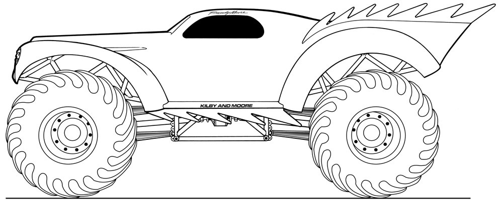 monster truck transportation – printable coloring pages