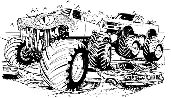 monster truck transportation – printable coloring pages
