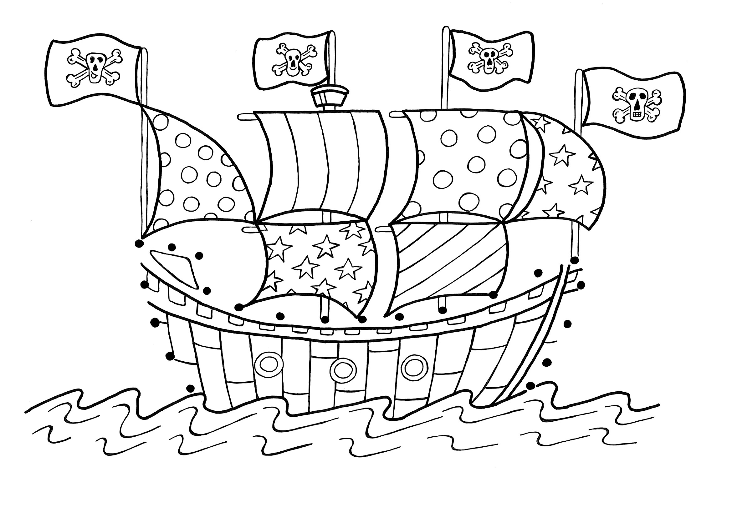 Coloring page: Pirate ship (Transportation) #138215 - Free Printable Coloring Pages